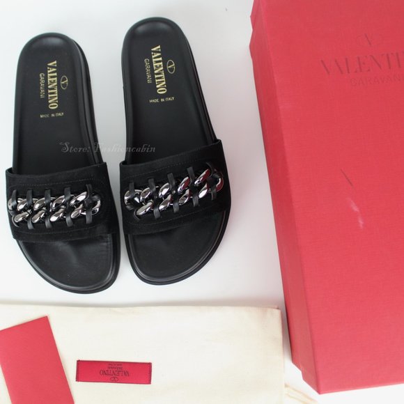 NEW VALENTINO GARAVANI Chain Slide Sandal - Picture 1 of 16